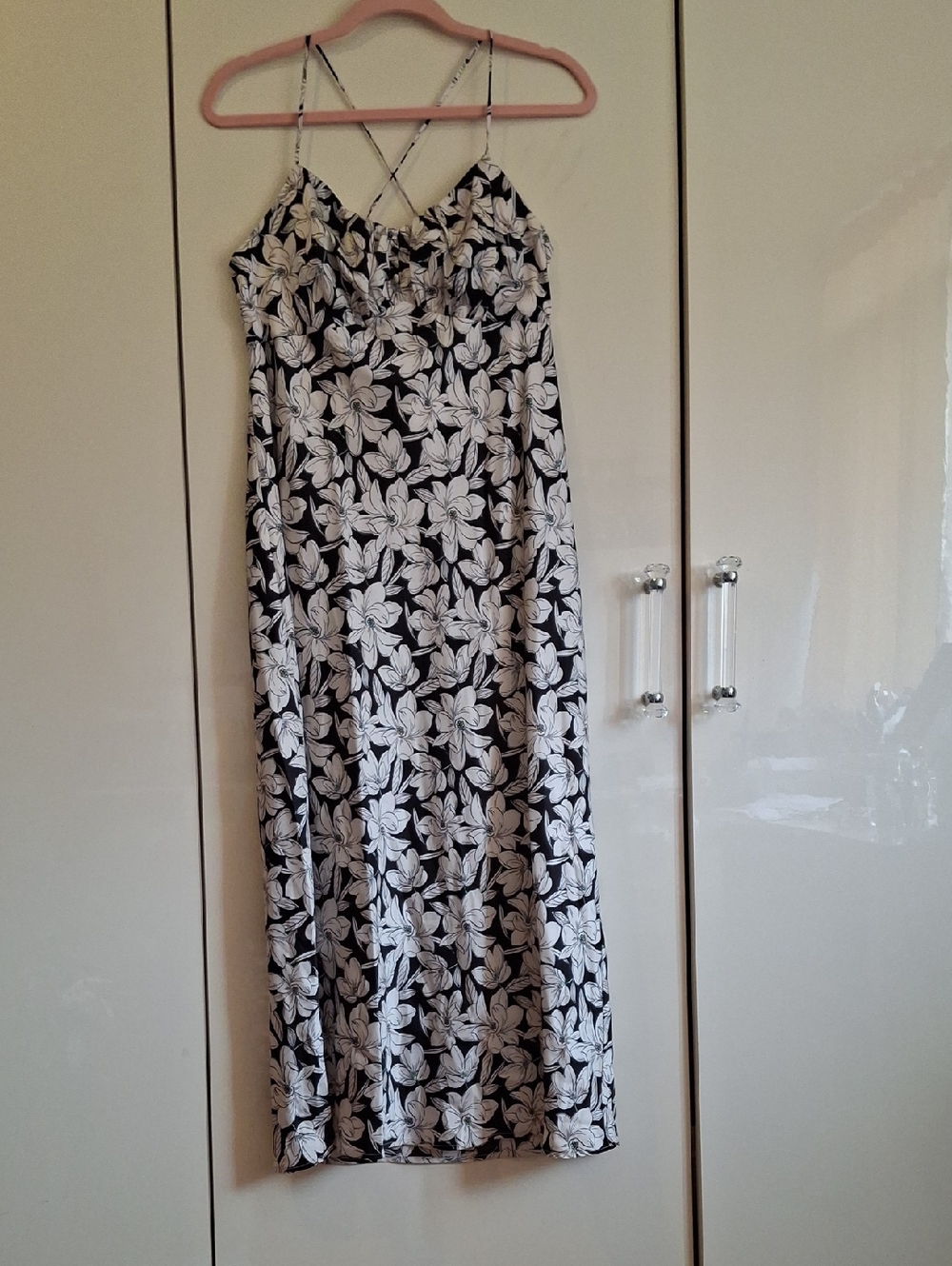 Nicole Miller Black and White Floral Slip